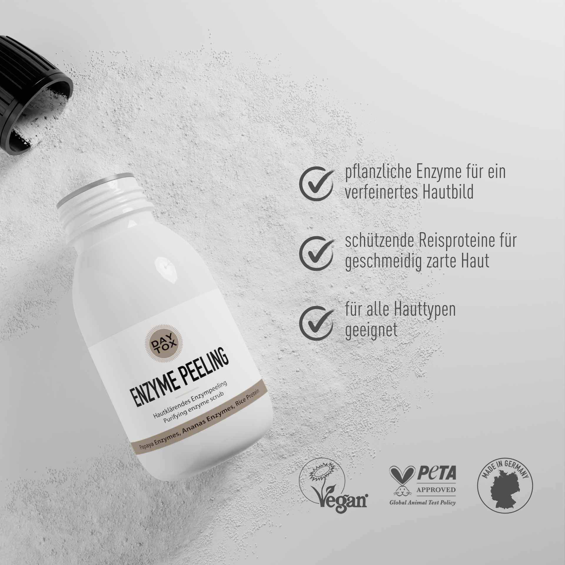 Daytox Enzyme Peeling Wirkung: verfeinert Hautbild, für geschmeidig zarte Haut