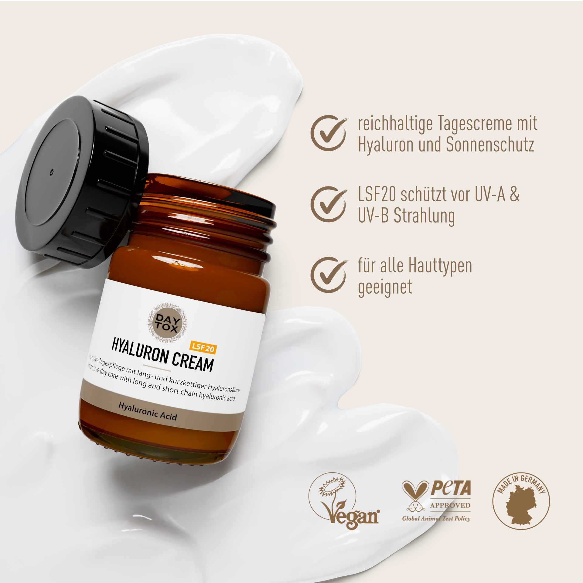 Daytox Hyaluron Cream LSF20 Wirkung: Tagescreme mit Sonnenschutz