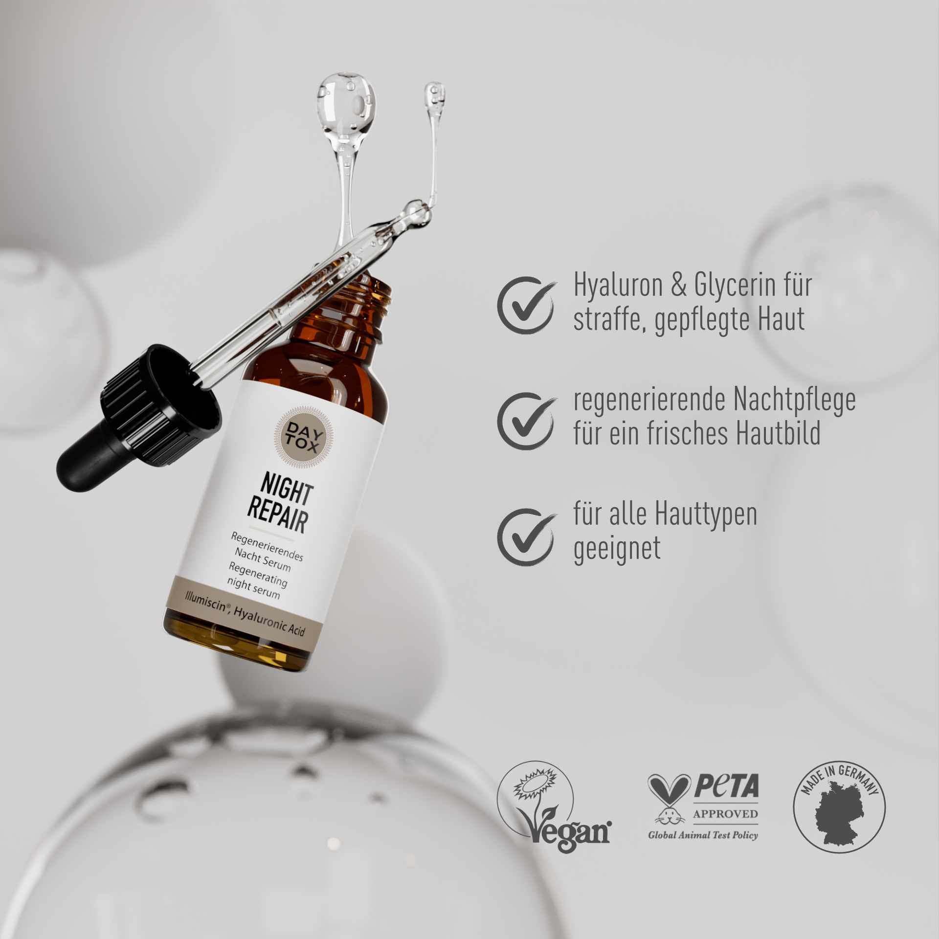 Daytox Night Repair Serum Wirkung: für straffe Haut, regenerierende Pflege für Hautbild