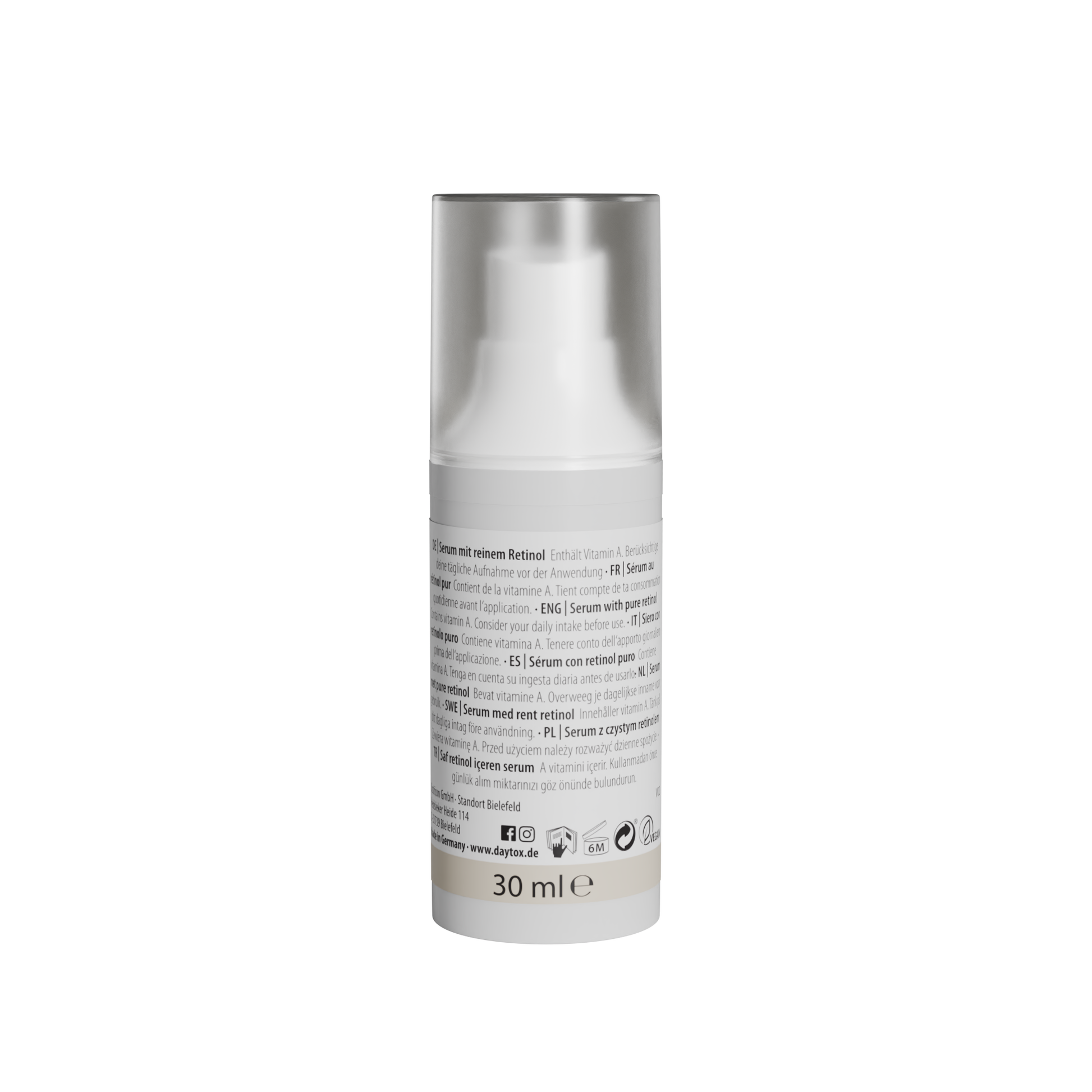 Daytox Retinol Serum Rückseite Produkt