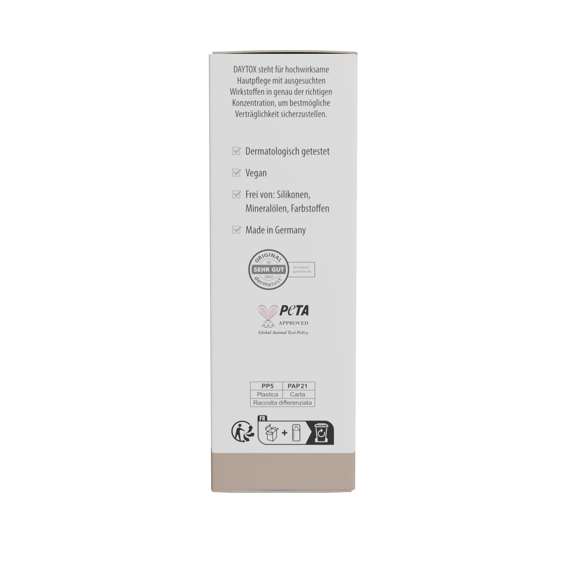 Daytox Retinol Serum Seite der Verpackung
