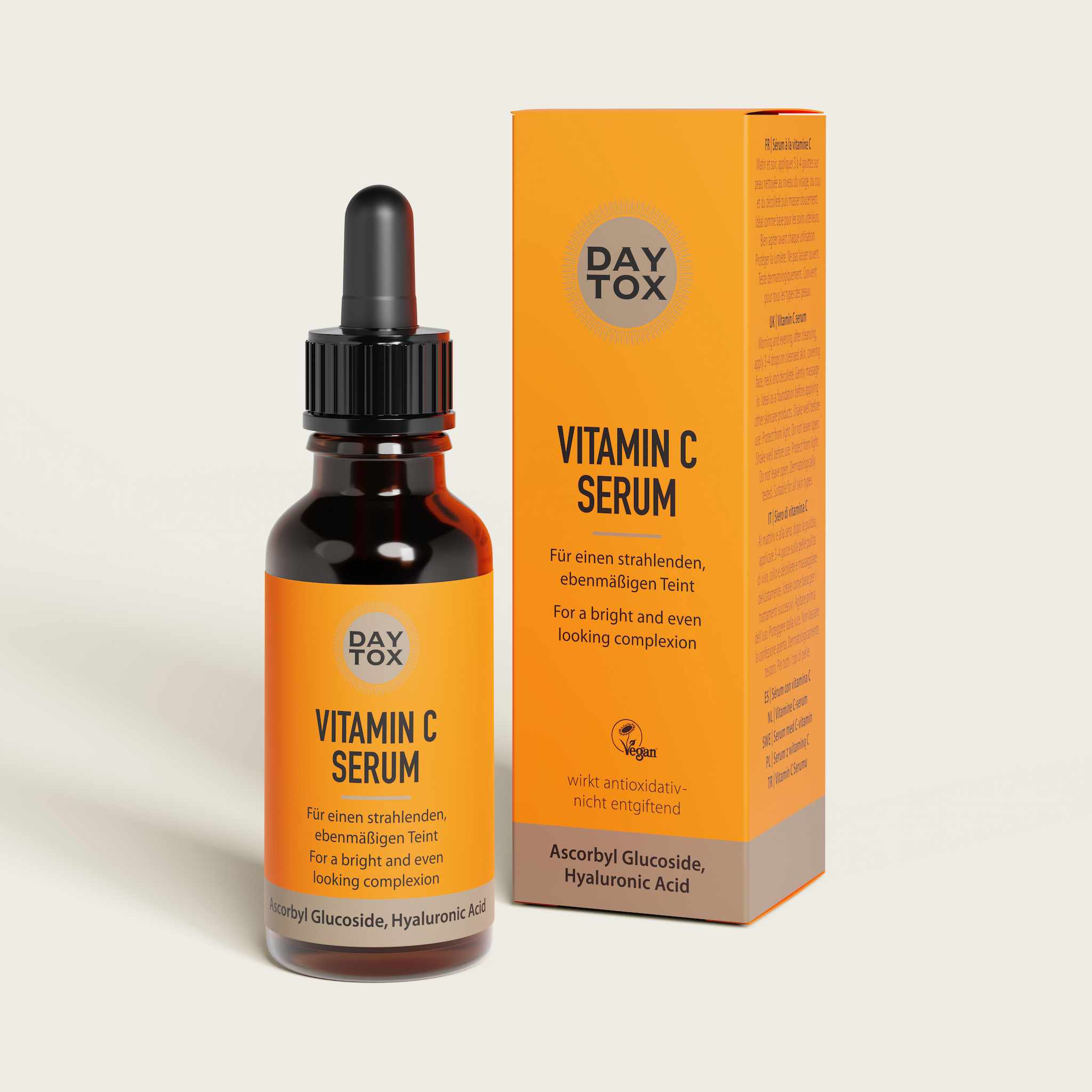 Vitamin C Serum von DAYTOX Flasche und Verpackung