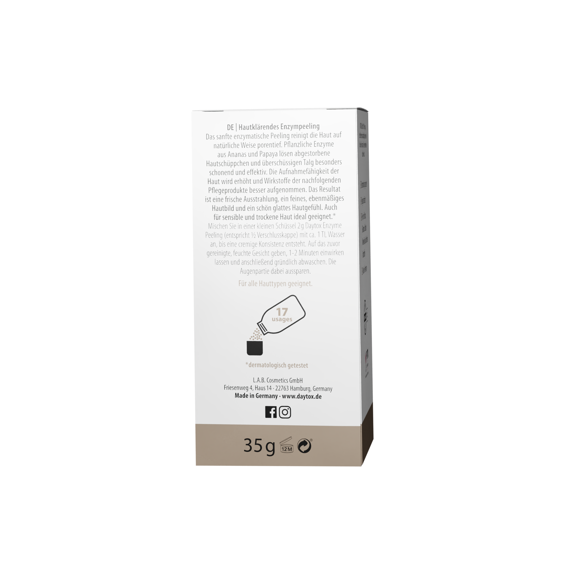 Daytox Enzyme Peeling Rückseite